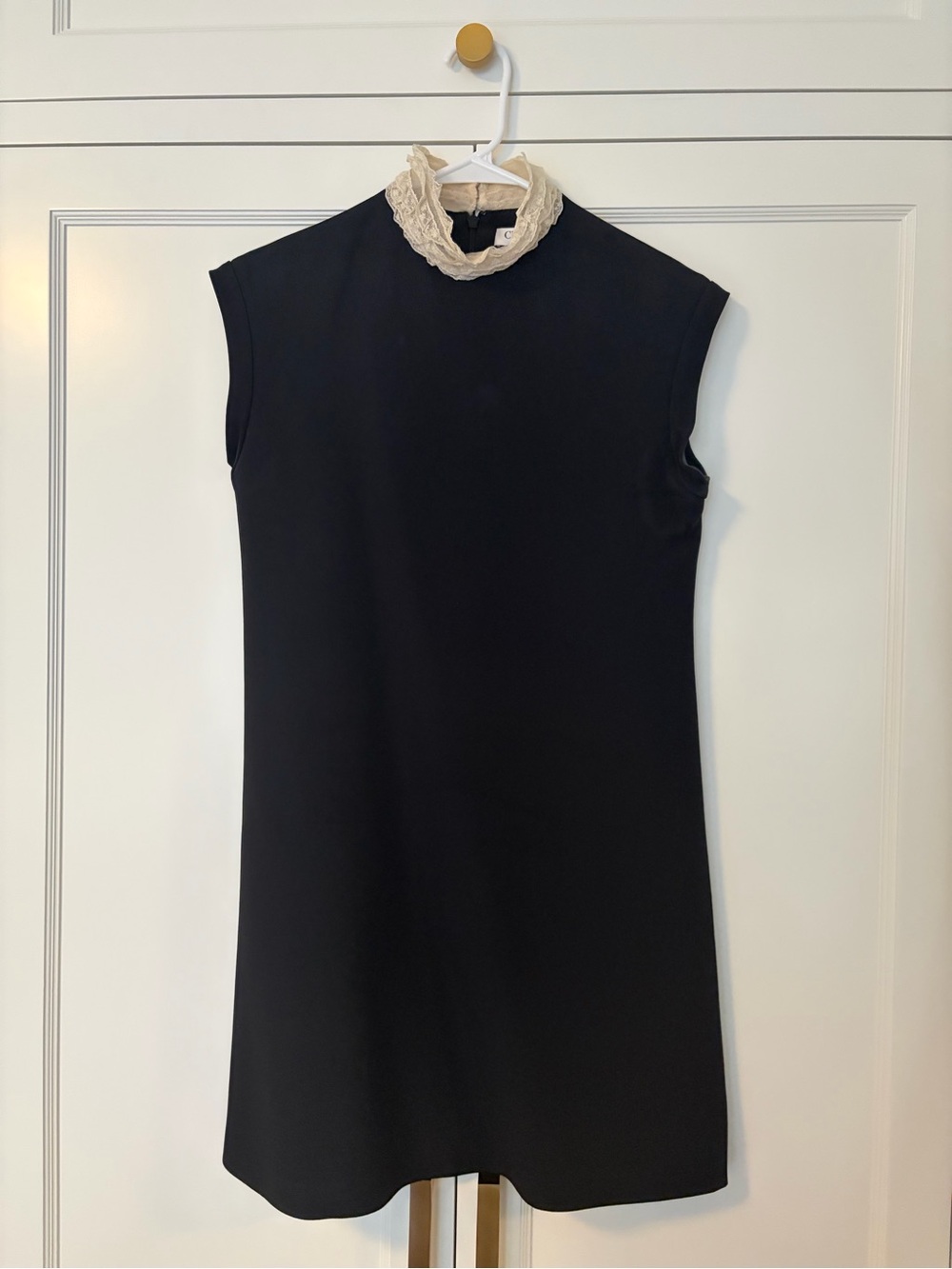 Dior Black Mini Dress with Cream Lace Trim